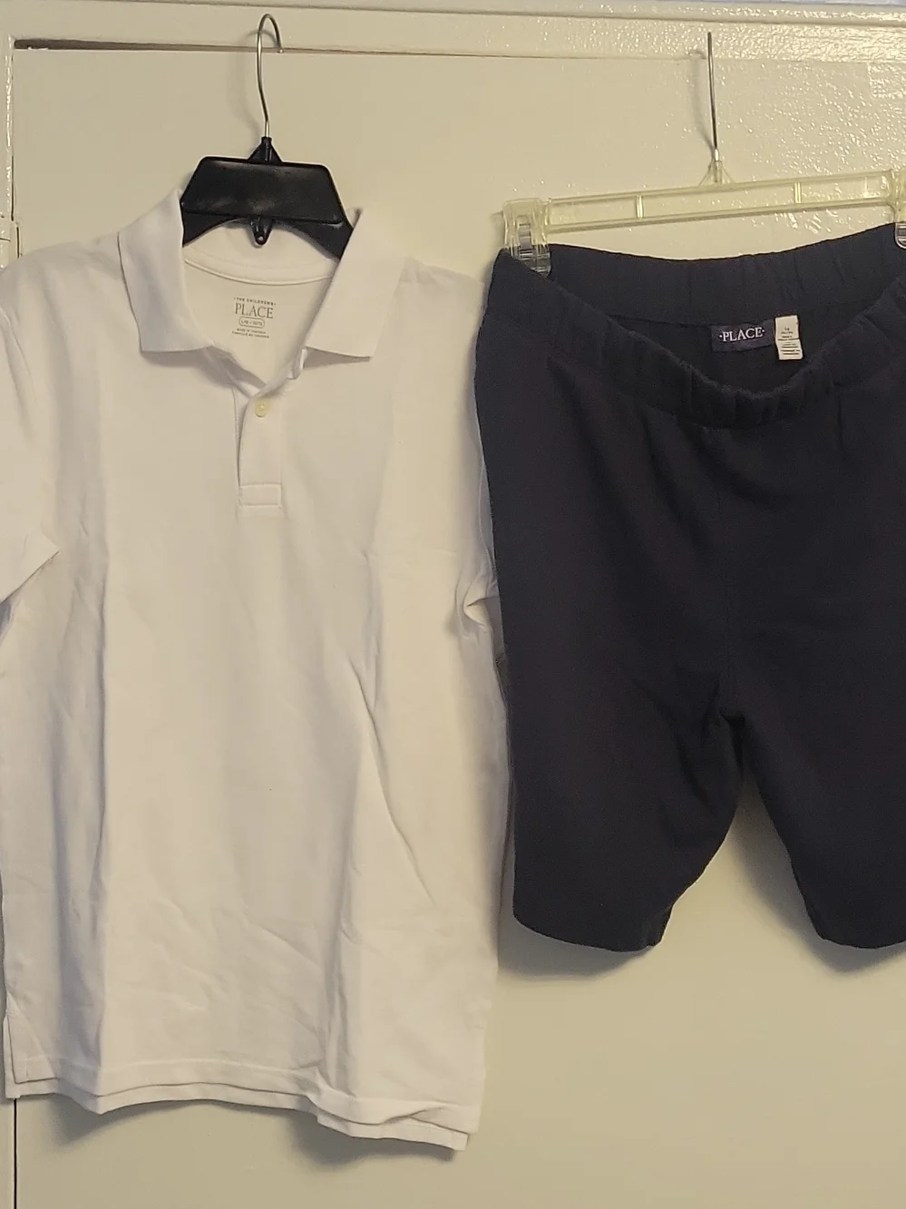 The Children's Place White Polo Shirt with Navy Pull-On Shorts
